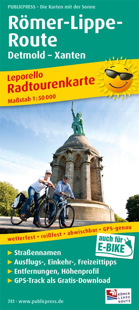 Radwanderkarte Römer-Lippe-Route Detmold - Xanten 1 : 50 000