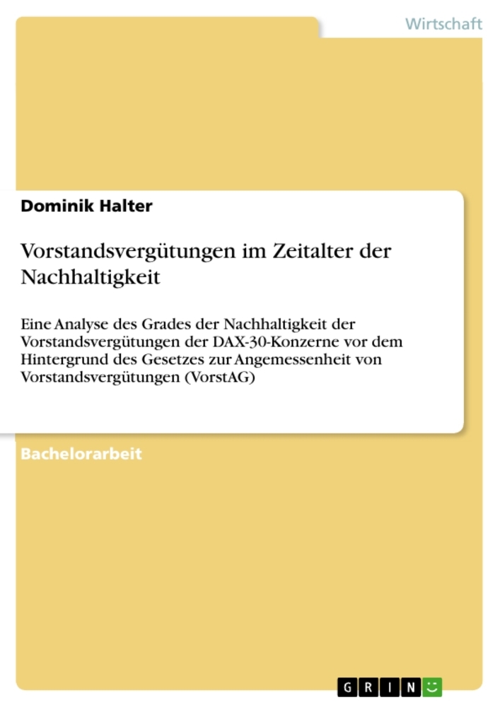 Vorstandsvergütungen im Zeitalter der Nachhaltigkeit