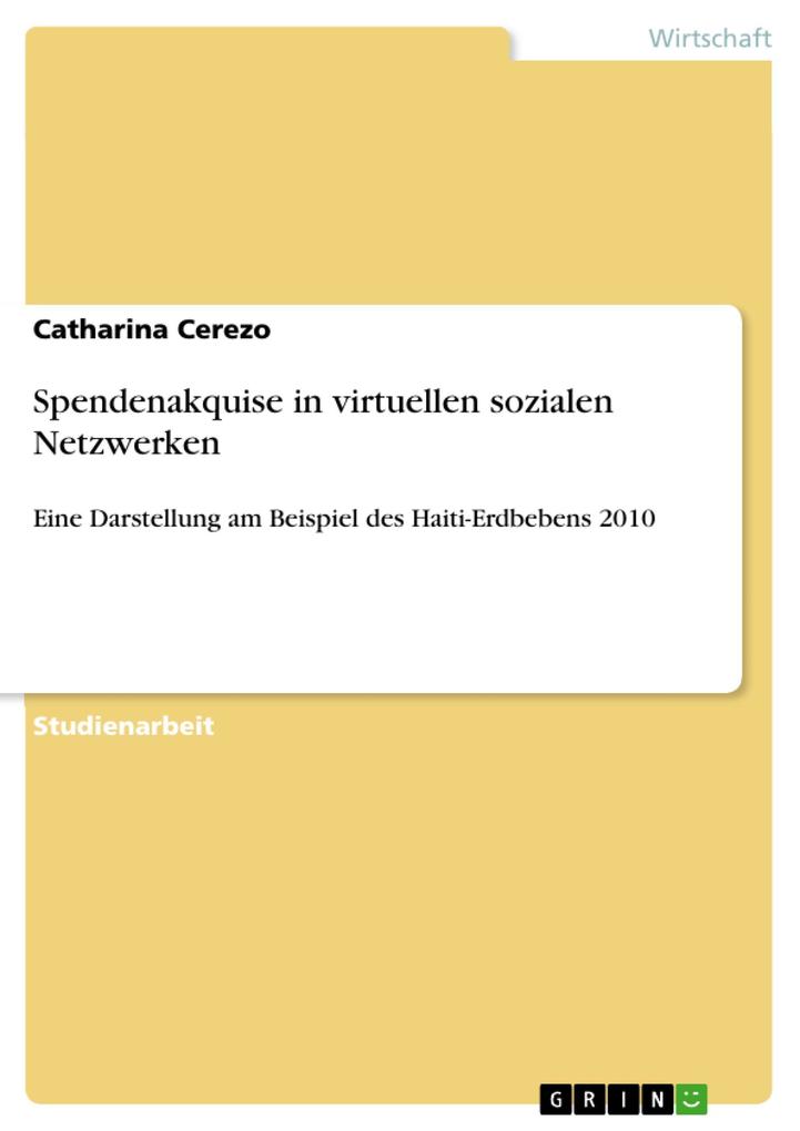 Spendenakquise in virtuellen sozialen Netzwerken als eBook Download von Catharina Cerezo - Catharina Cerezo
