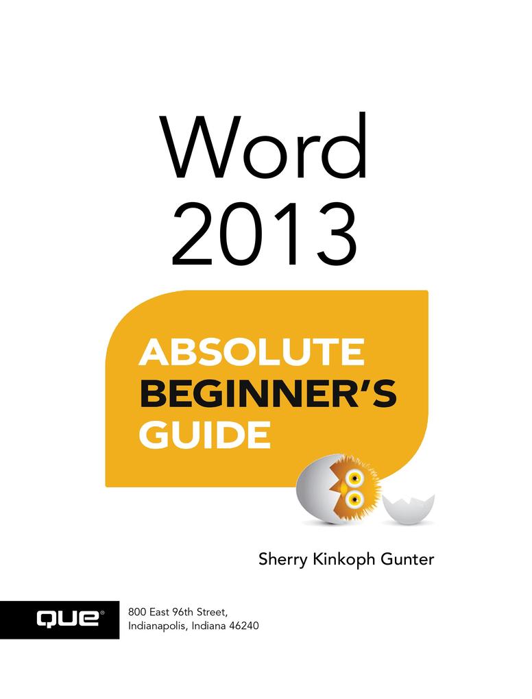 Word 2013 Absolute Beginner‘s Guide