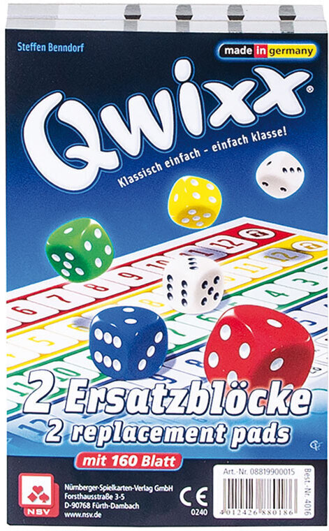 Image of Pegasus Spiele Qwixx, 2 Zusatzblöcke