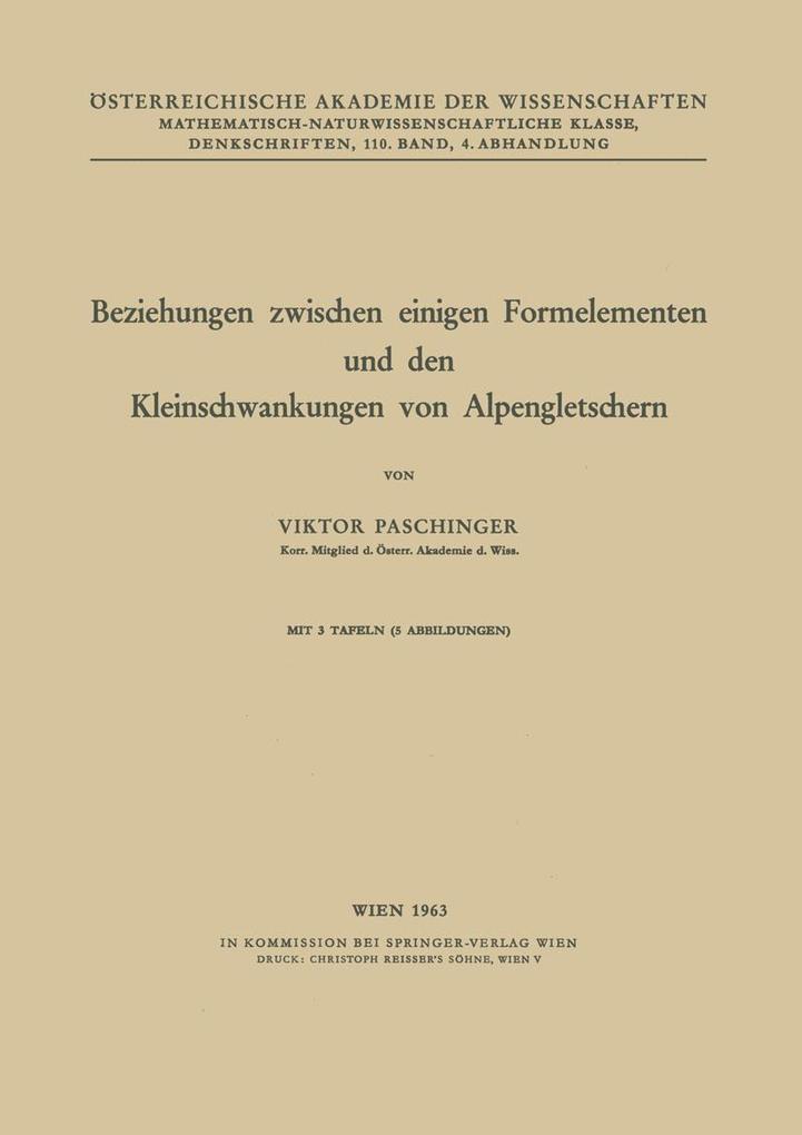 Beziehungen zwischen einigen Formelementen und den Kleinschwankungen von Alpengletschern