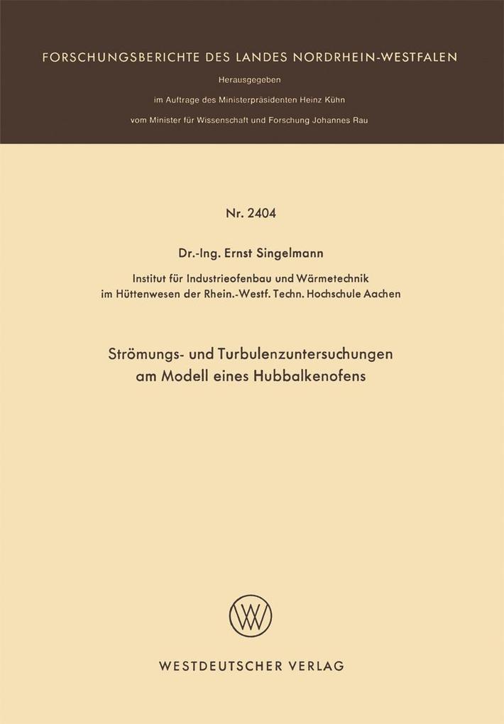 Strömungs- und Turbulenzenuntersuchungen am Modell eines Hubbalkenofens