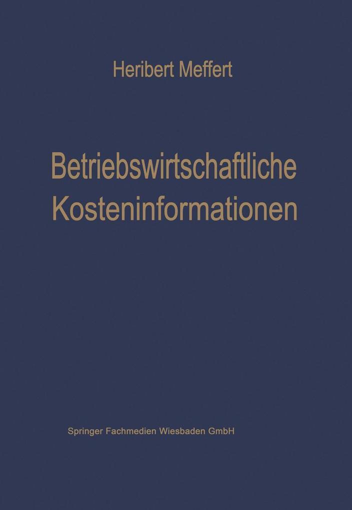 Betriebswirtschaftliche Kosteninformationen