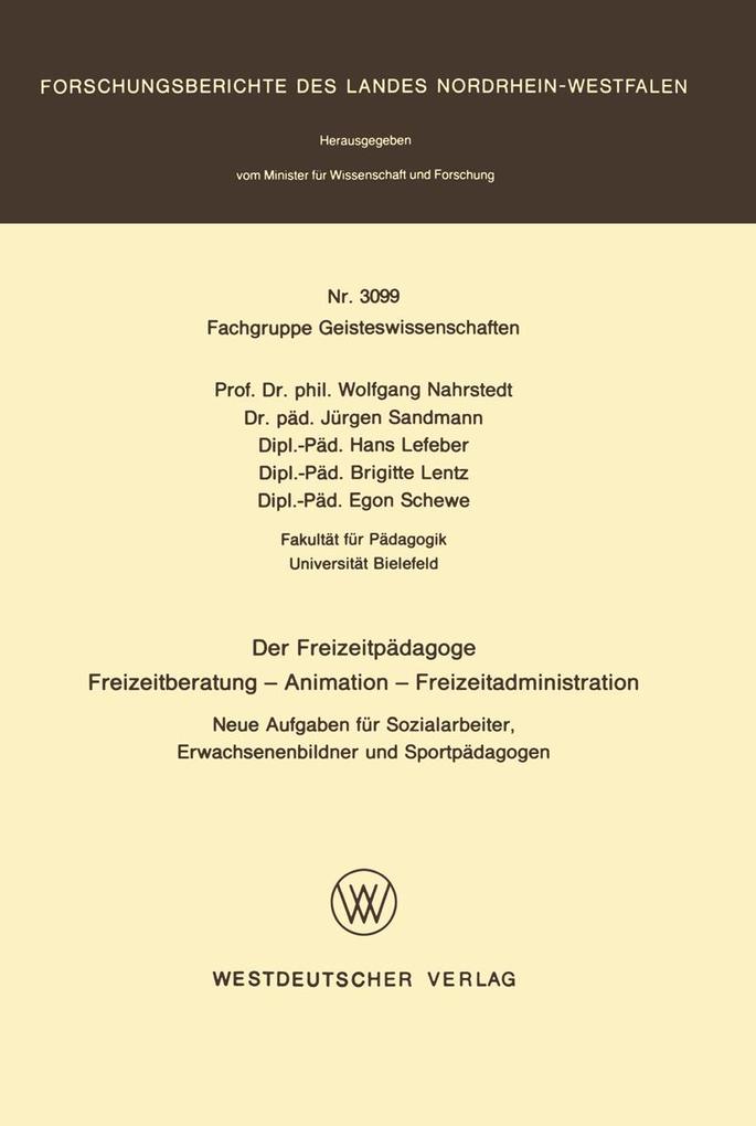 Der Freizeitpädagoge Freizeitberatung - Animation - Freizeitadministration