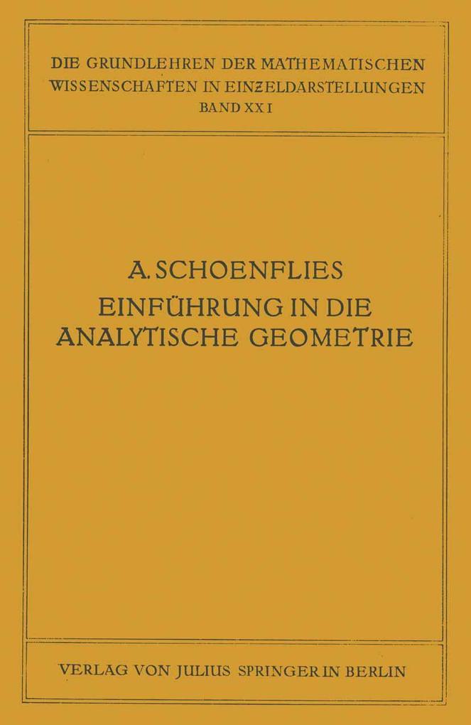 Einführung in die Analytische Geometrie der Ebene und des Raumes