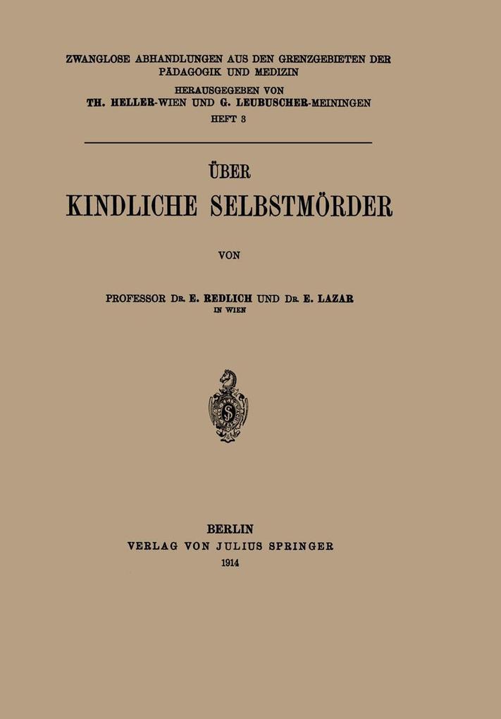 Über Kindliche Selbstmörder