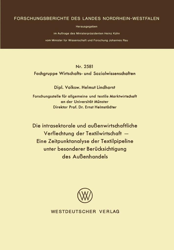 Die intrasektorale und außenwirtschaftliche Verflechtung der Textilwirtschaft