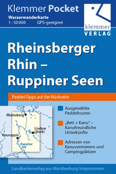 Klemmer Pocket Wasserwanderkarte Rheinsberger Rhin Ruppiner Seen 1 : 50 000