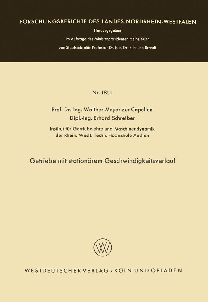 Getriebe mit stationärem Geschwindigkeitsverlauf