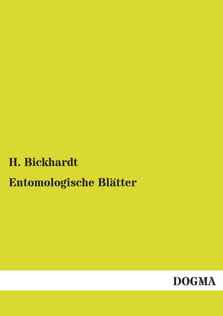 Entomologische Blätter
