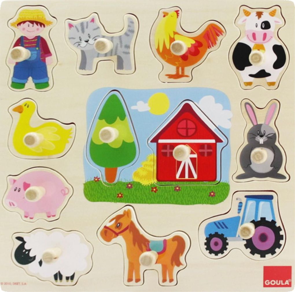 Image of Goula D53025 - Holzpuzzle Silhouetten Bauernhof, 12-teilig