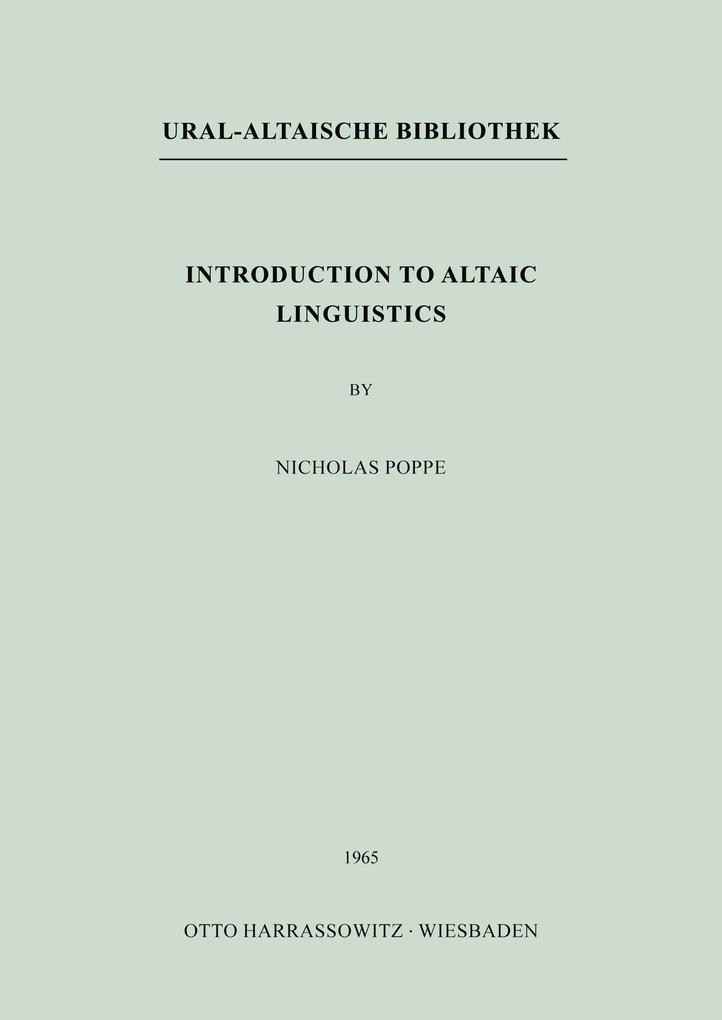 Introduction to Altaic Linguistics