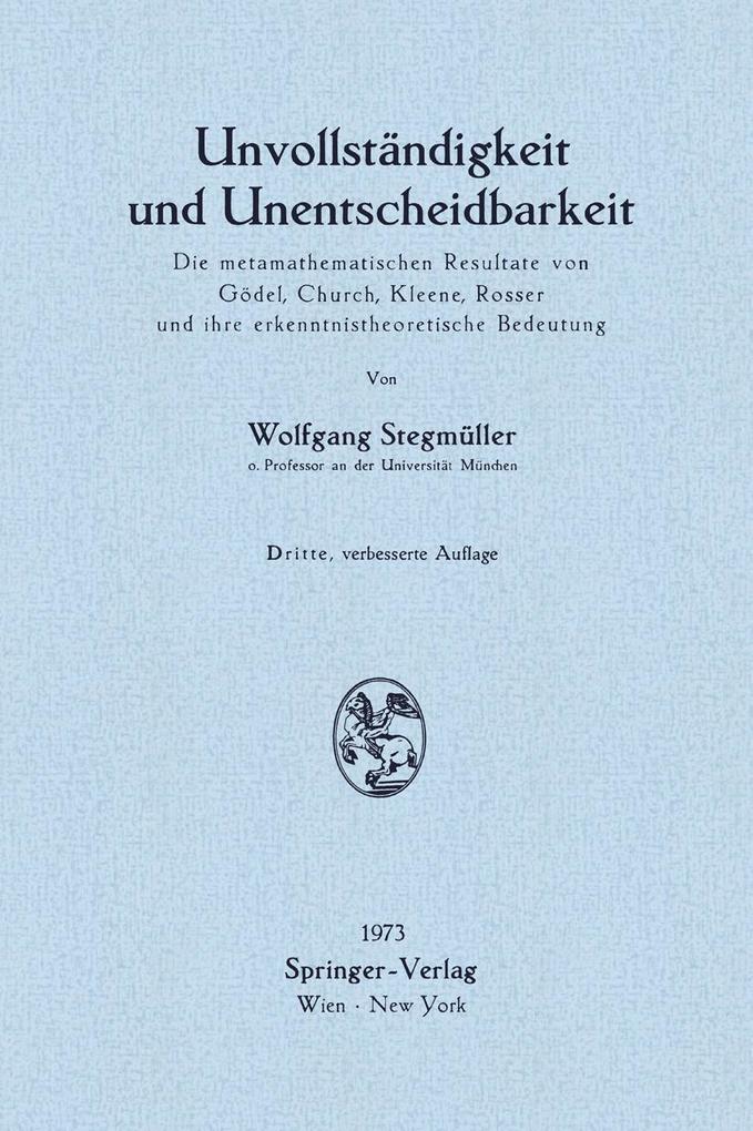 Unvollständigkeit und Unentscheidbarkeit