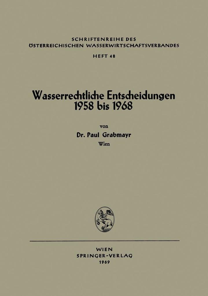 Wasserrechtliche Entscheidungen 1958 bis 1968