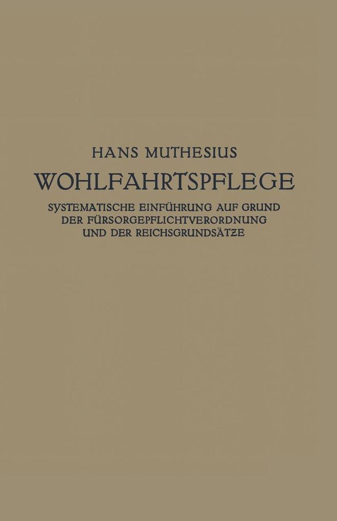 Die Wohlfahrtspflege