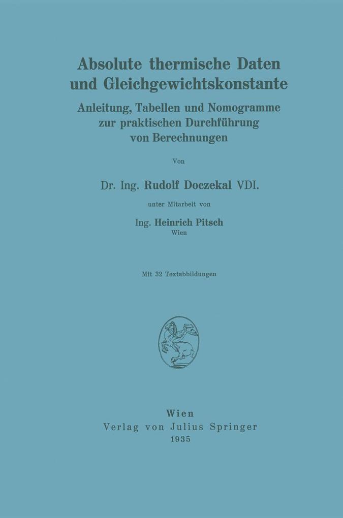 Absolute thermische Daten und Gleichgewichtskonstante