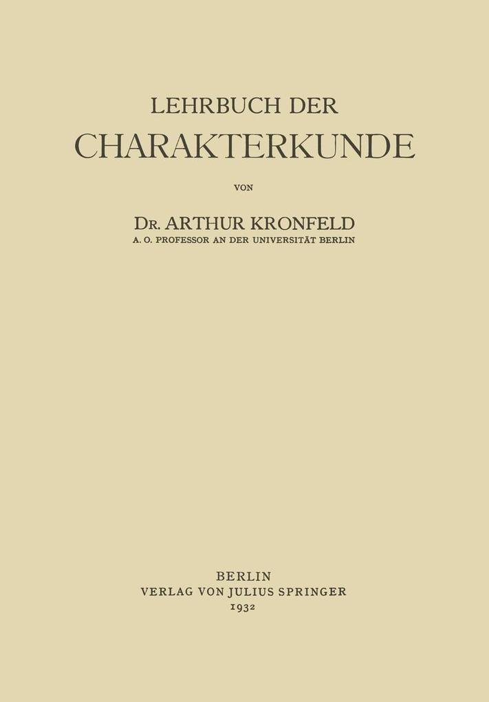 Lehrbuch der Charakterkunde