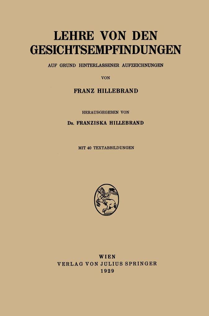 Lehre von den Gesichtsempfindungen