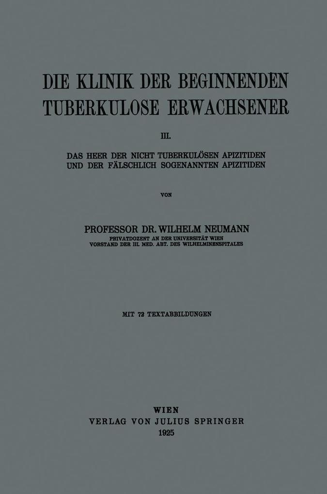 Die Klinik der Beginnenden Tuberkulose Erwachsener