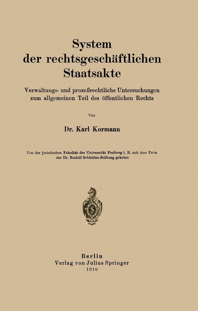 System der rechtsgeschäftlichen Staatsakte