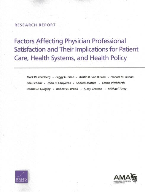 Factors Affecting Physician Professional Satisfaction and Their Implications for Patient Care Health Systems and Health Policy