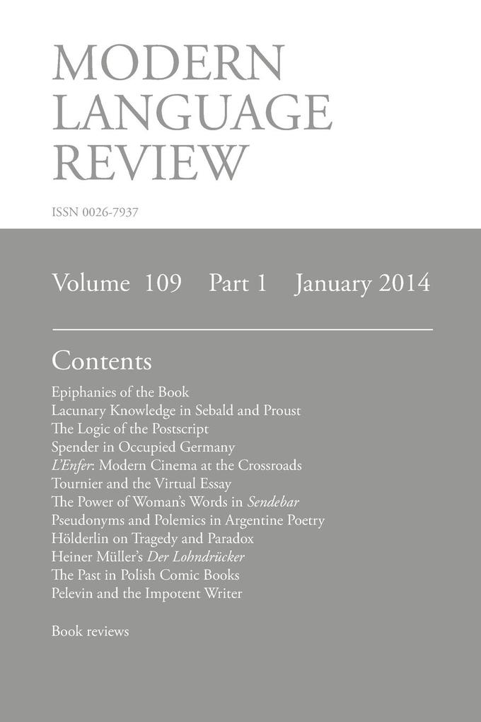 Modern Language Review (109