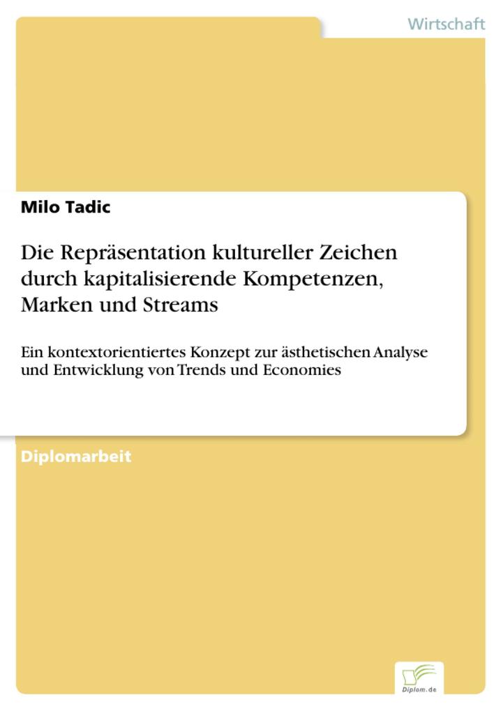Die Repräsentation kultureller Zeichen durch kapitalisierende Kompetenzen Marken und Streams - Milo Tadic