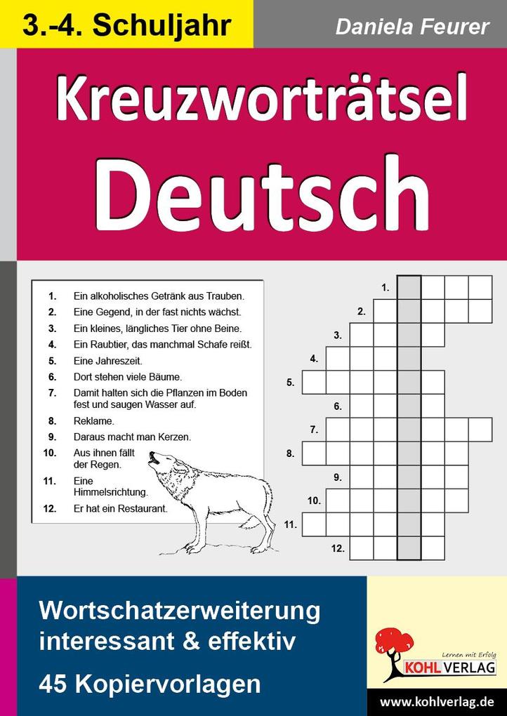 Kreuzworträtsel Deutsch 3.-4. Schuljahr