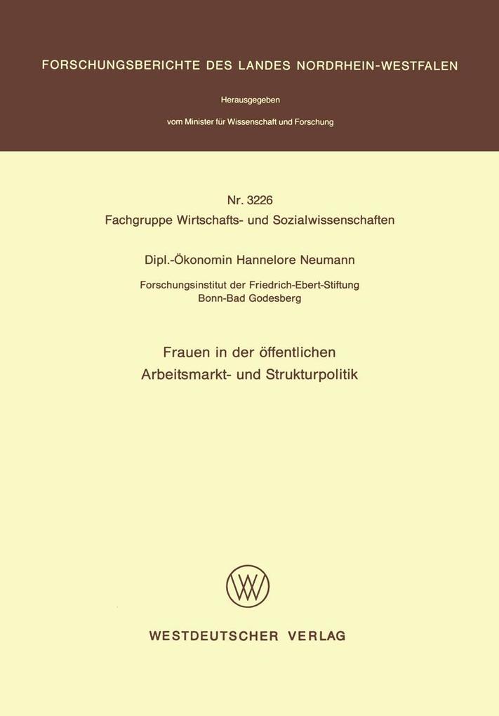 Frauen in der öffentlichen Arbeitsmarkt- und Strukturpolitik