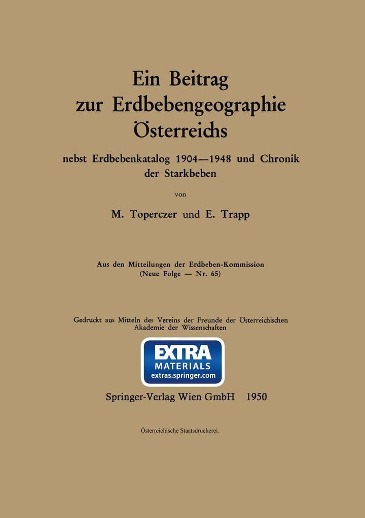 Ein Beitrag zur Erdbebengeographie Österreichs