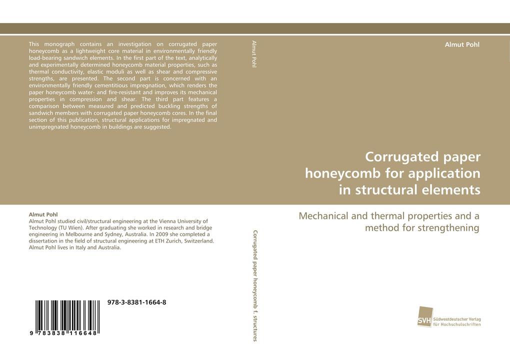 Corrugated paper honeycomb for application in structural elements