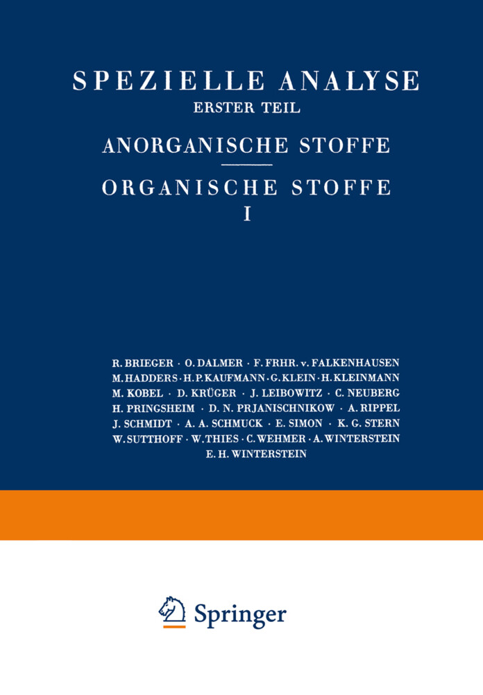 Spezielle Analyse - R. Brieger/ J. Leibowitz/ C. Neuberg/ H. Pringsheim/ O. Dalmer