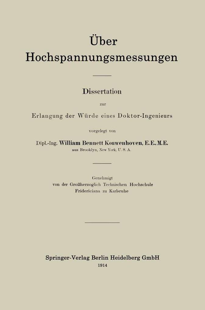 Über Hochspannungsmessungen