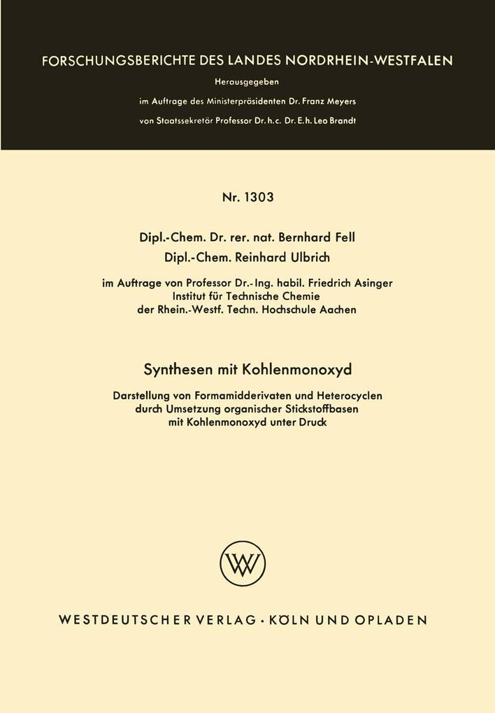 Synthesen mit Kohlenmonoxyd