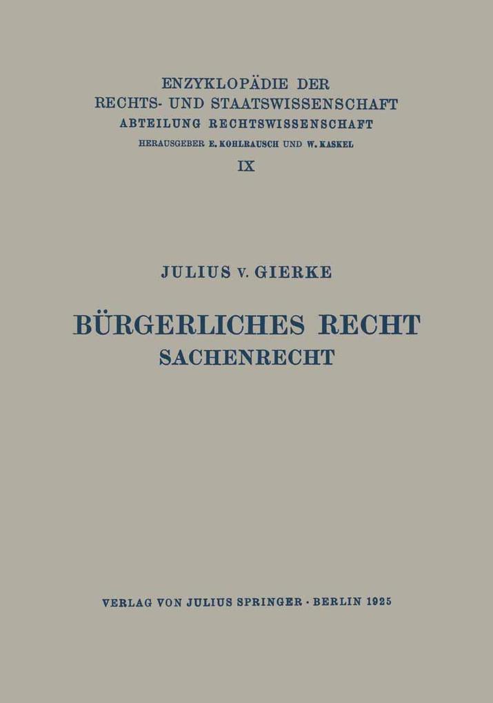 Bürgerliches Recht Sachenrecht