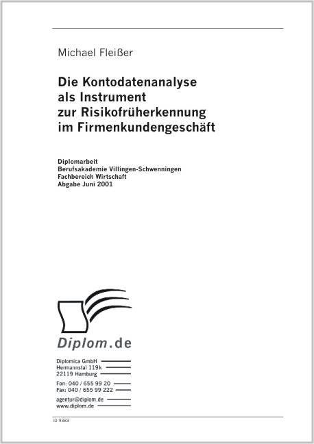 Die Kontodatenanalyse als Instrument zur Risikofrüherkennung im Firmenkundengeschäft
