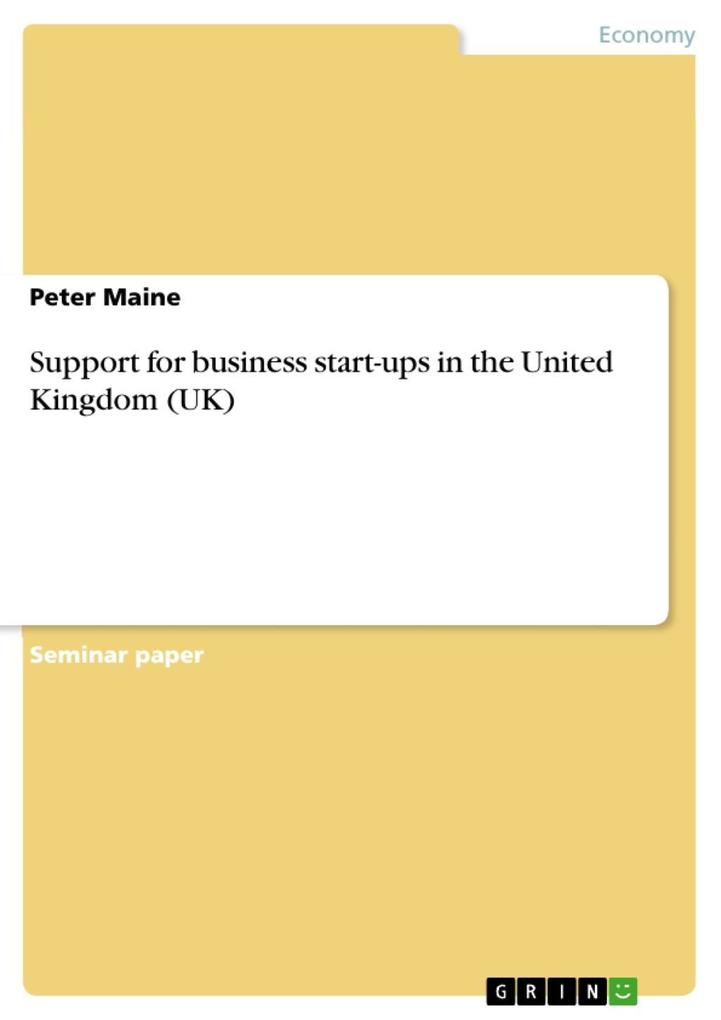 Support for business startups in the United Kingdom (UK)
