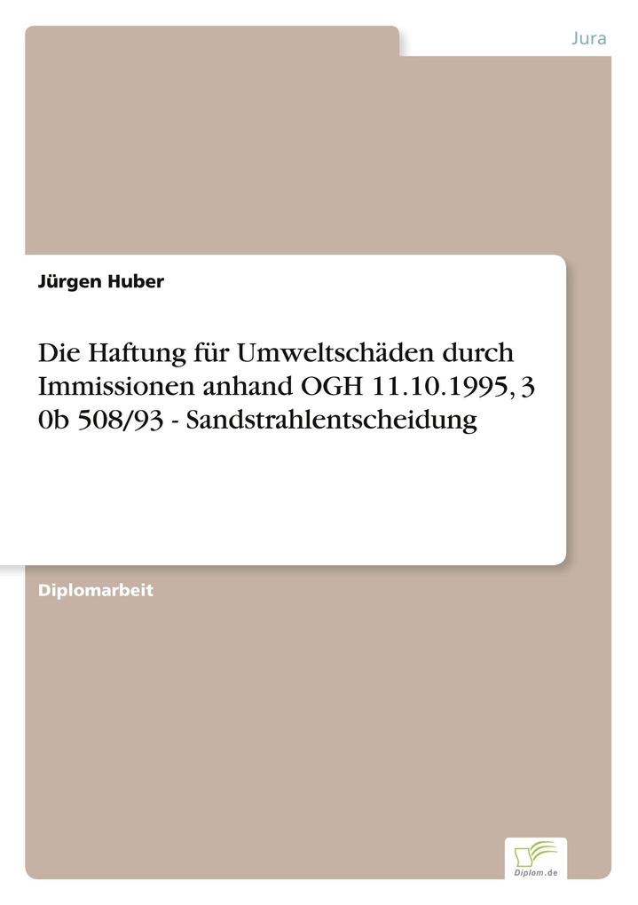 Die Haftung für Umweltschäden durch Immissionen anhand OGH 11.10.1995 3 0b 508/93 - Sandstrahlentscheidung