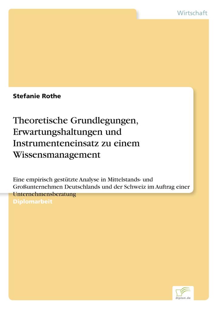 Theoretische Grundlegungen Erwartungshaltungen und Instrumenteneinsatz zu einem Wissensmanagement
