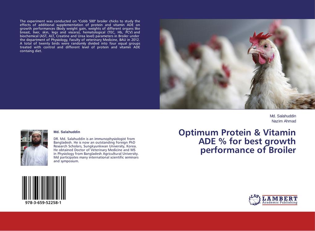 Optimum Protein & Vitamin ADE % for best growth performance of Broiler