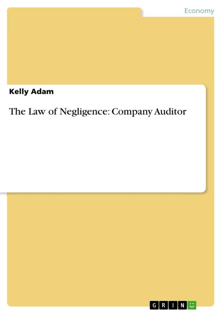 The Law of Negligence: Company Auditor
