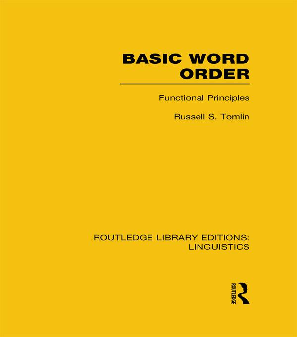 Basic Word Order (RLE Linguistics B: Grammar)