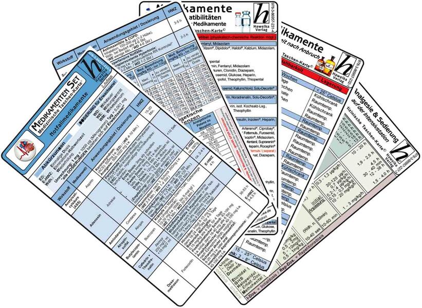 Medikamenten Karten-Set - Notfallmedikamente Analgesie & Sedierung Inkompatibilitäten intravenöser Medikamente
