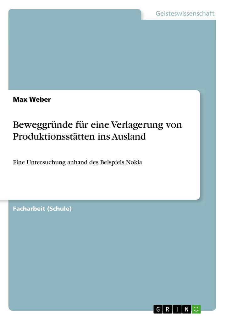 Image of Beweggründe für eine Verlagerung von Produktionsstätten ins Ausland