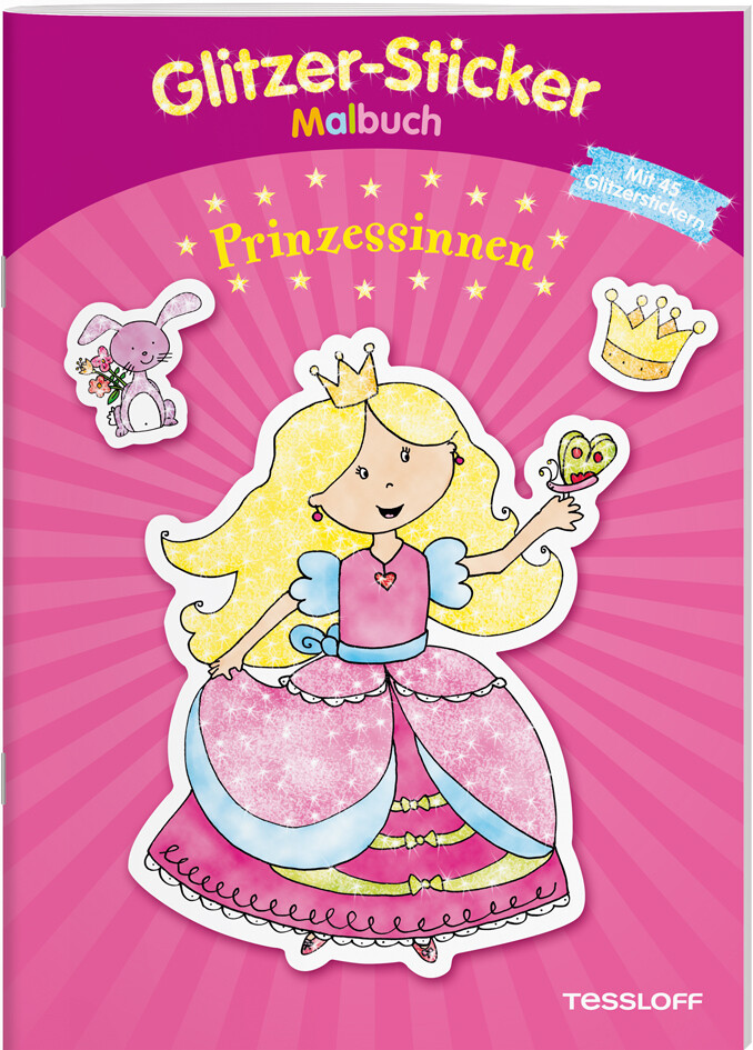 Image of Glitzer-Sticker Malbuch. Prinzessinnen