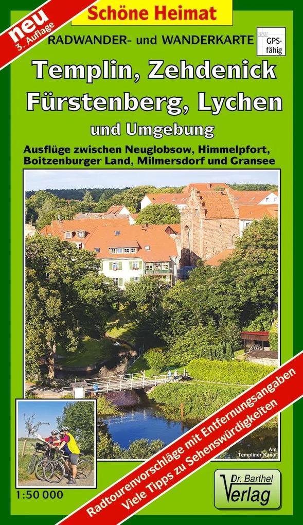 Radwander- und Wanderkarte Fürstenberg Lychen Templin Zehdenick und Umgebung1 : 50 000