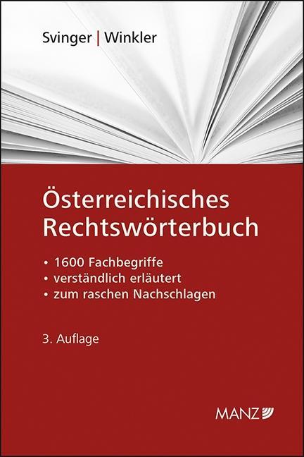 Österreichisches Rechtswörterbuch - Ute Svinger/ Katharina Winkler