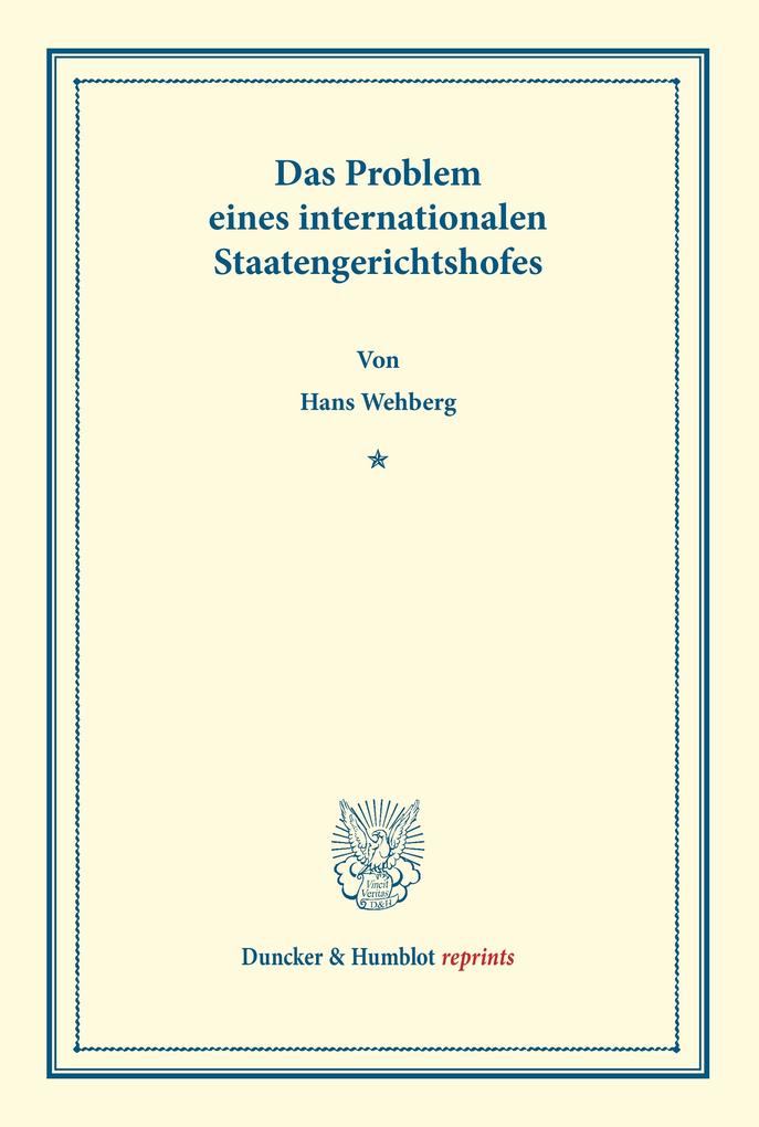 Das Problem eines internationalen Staatengerichtshofes