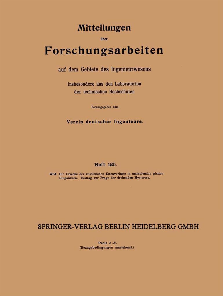 Die Ursache der zusätzlichen Eisenverluste in umlaufenden glatten Ringankern